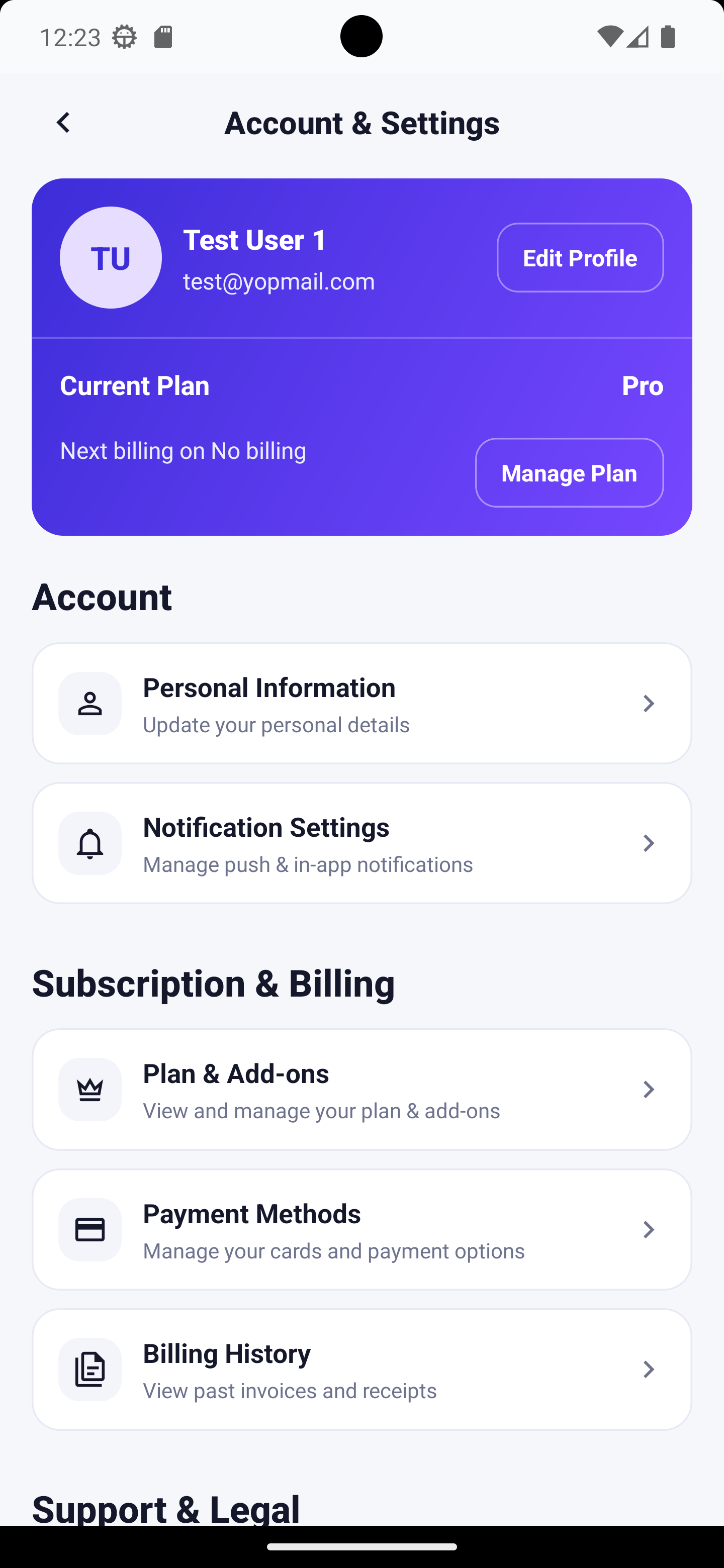 AI Resume Maker account settings screen